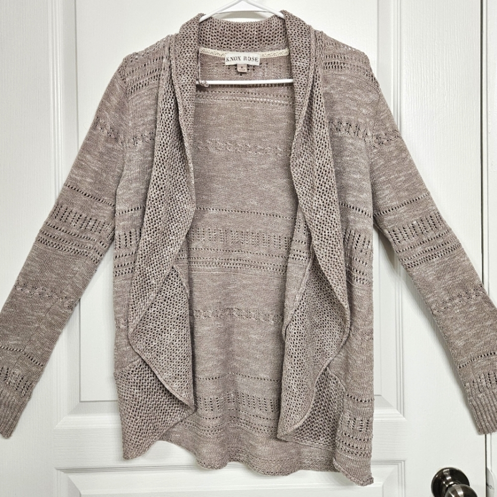 Knox Rose medium loose knit pale purple cream marbled long line cardigan Sweater
